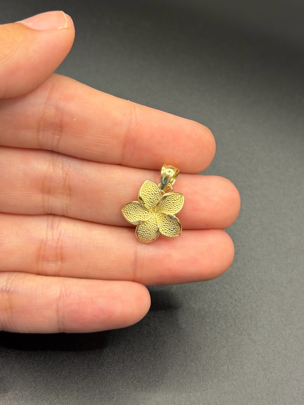 10K Solid Gold Yellow Flower Charm Pendant